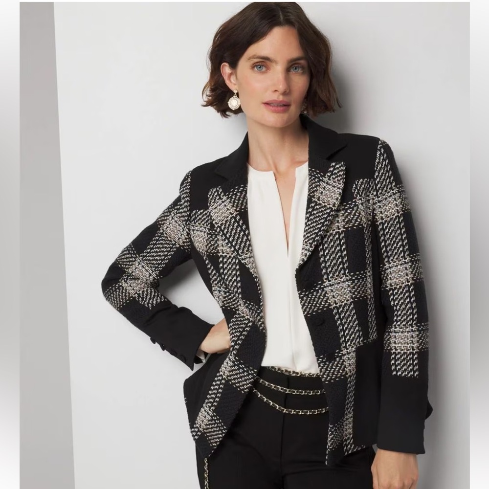 NWT White House Black Market plaid jacket size 8